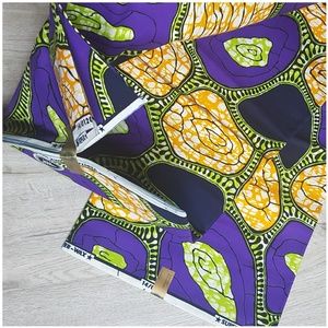 Purple, Orange, Green Pebbles - 6 yards Ankara